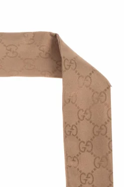 Gucci beige Silk scarf with 'GG' pattern