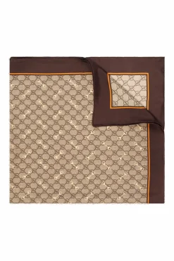 Gucci beige Silk scarf with logo
