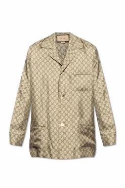 Gucci beige Silk shirt with monogram