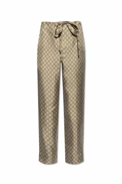 Gucci beige Trousers with monogram