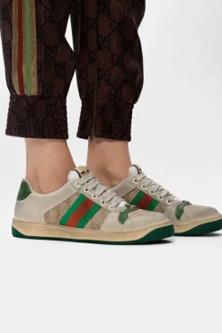 Gucci beige Web stripe sneakers