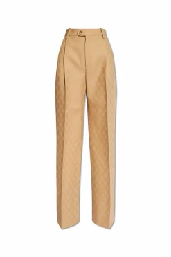 Gucci beige Wool pleat-front trousers