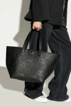 Gucci BLACK Bag Jumbo GG Medium in shopper style