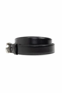 Gucci BLACK Belt with crystal-encrusted buckle
