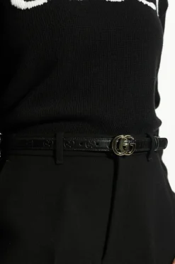 Gucci BLACK Belt with embossed logo
