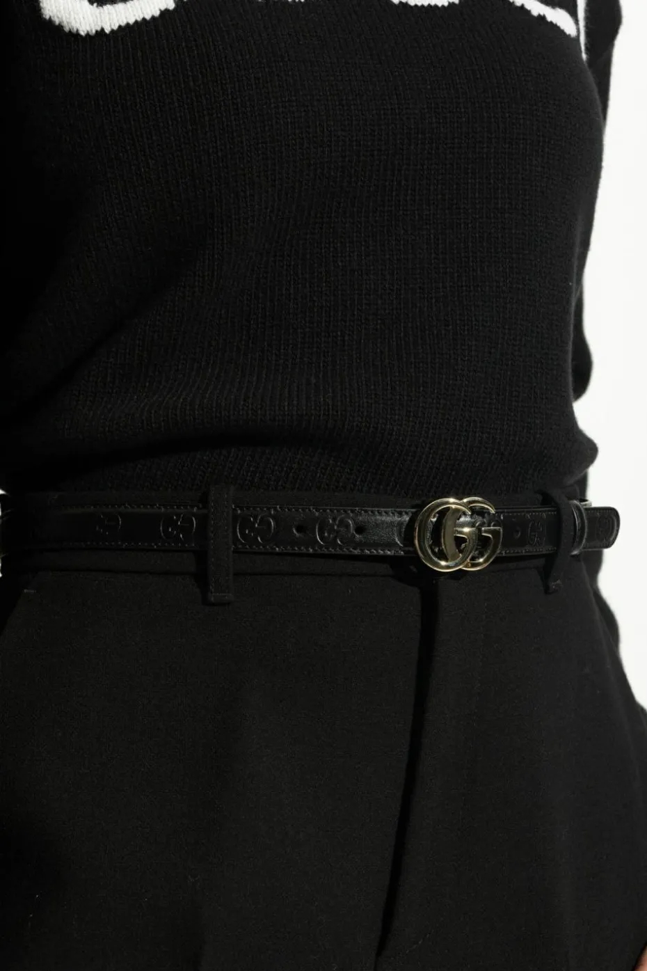Gucci BLACK Belt with embossed logo