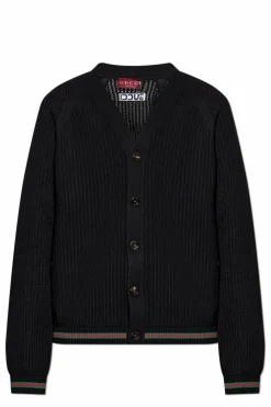 Gucci BLACK Cardigan with signature 'Web' belt