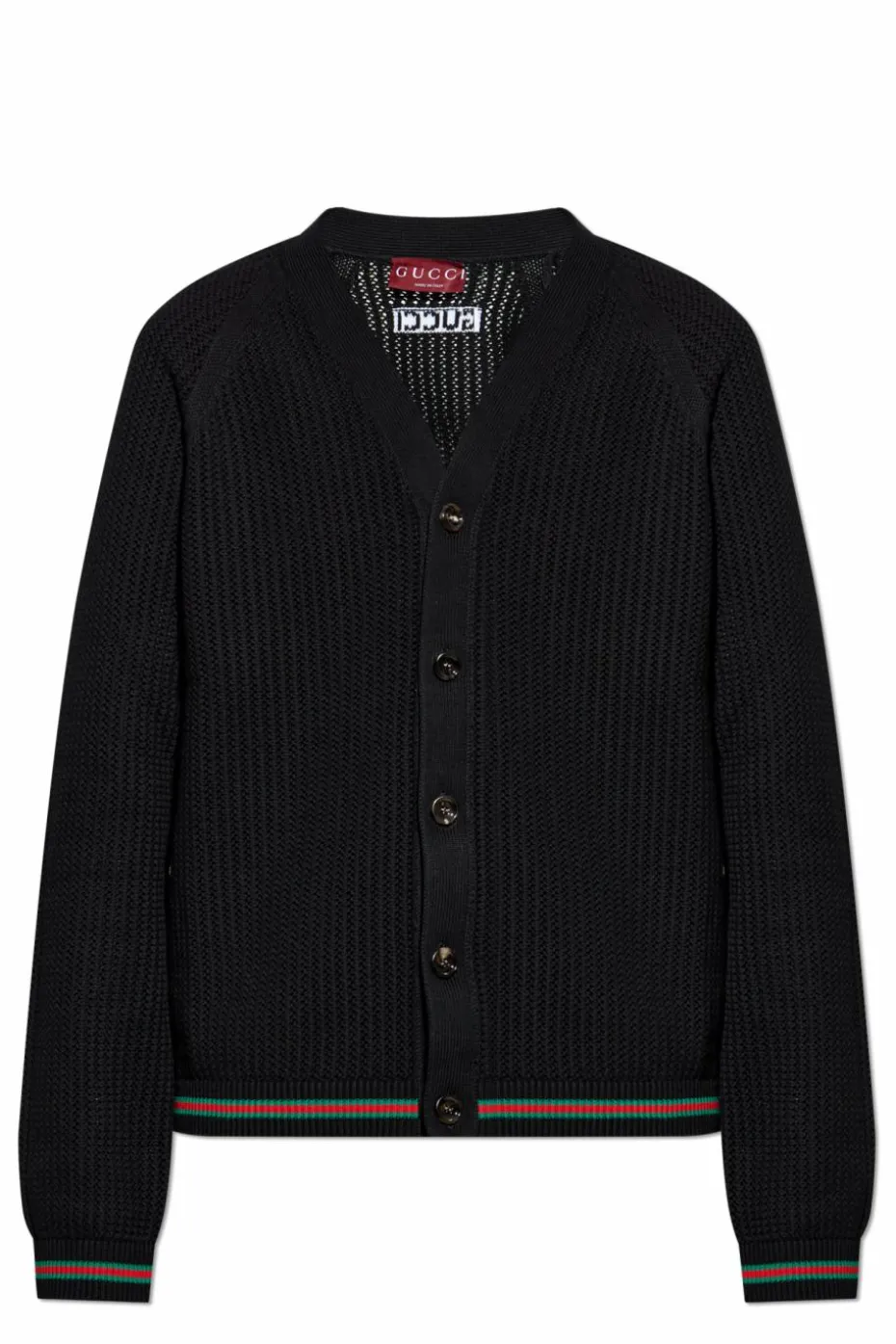 Gucci BLACK Cardigan with signature 'Web' belt