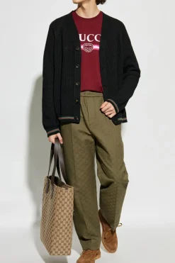 Gucci BLACK Cardigan with signature 'Web' belt