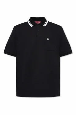 Gucci BLACK Cotton polo shirt with pocket