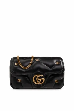 Gucci BLACK ‘GG Marmont Mini’ quilted shoulder bag