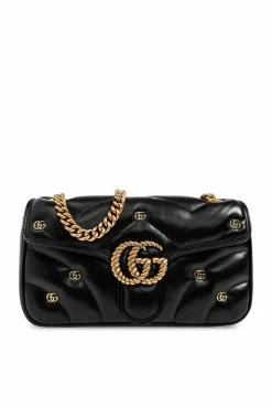 Gucci BLACK ‘GG Marmont Small’ quilted shoulder bag