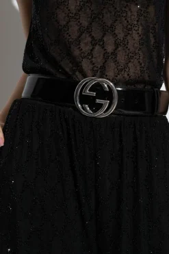 Gucci BLACK Glossy belt