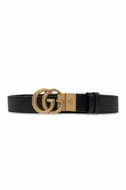 Gucci BLACK Leather belt with logo