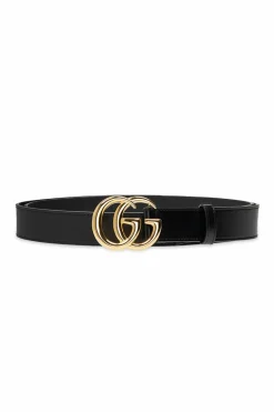 Gucci BLACK Leather belt with logo
