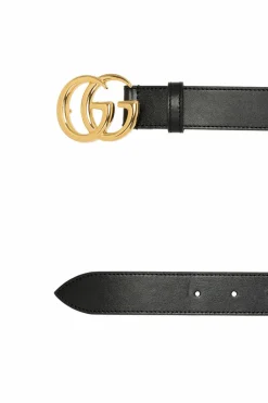 Gucci BLACK Leather belt with logo