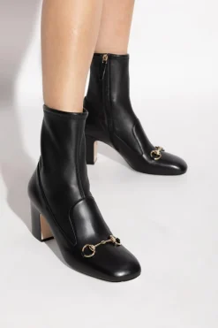 Gucci BLACK Leather heeled ankle boots