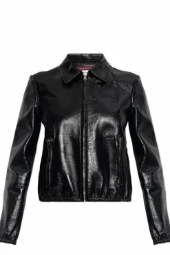 Gucci BLACK Leather jacket with logo