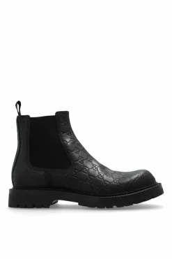 Gucci BLACK Monogram Chelsea Boots