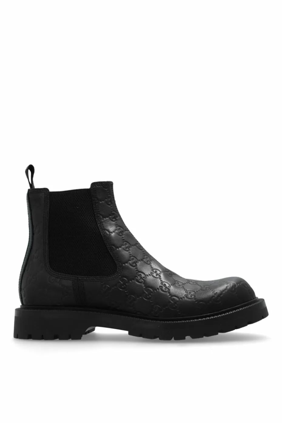 Gucci BLACK Monogram Chelsea Boots
