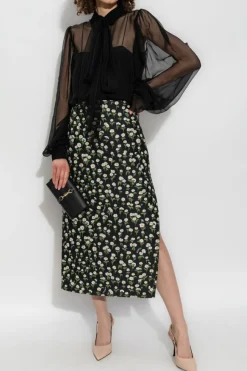 Gucci BLACK Patterned skirt with slit