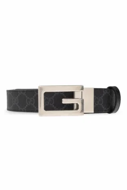 Gucci BLACK Reversible belt with logo
