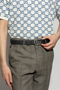 Gucci BLACK Reversible belt with logo