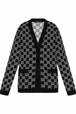 Gucci BLACK Reversible cardigan with GG pattern