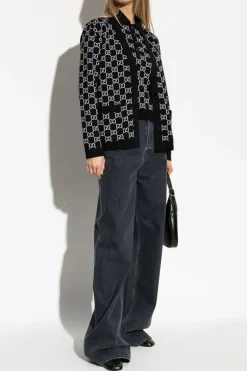 Gucci BLACK Reversible cardigan with GG pattern