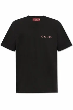 Gucci BLACK T-shirt with printed logo