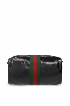 Gucci BLACK Wash bag with āWebā stripe