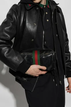 Gucci BLACK Wash bag with ‘Web’ stripe
