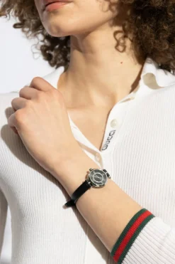 Gucci BLACK Watch on leather strap