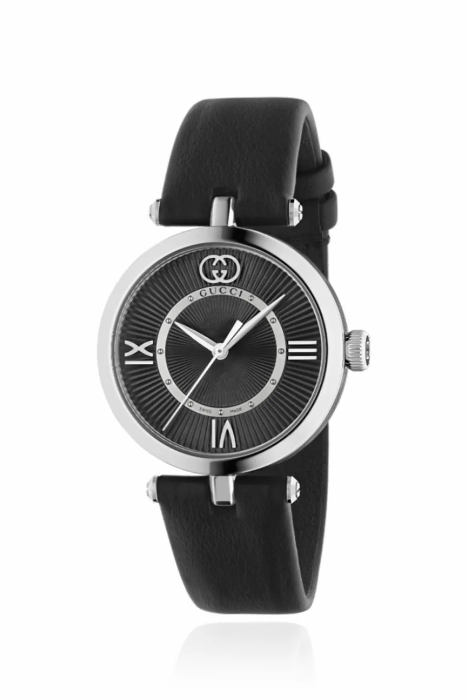 Gucci BLACK Watch with leather strap