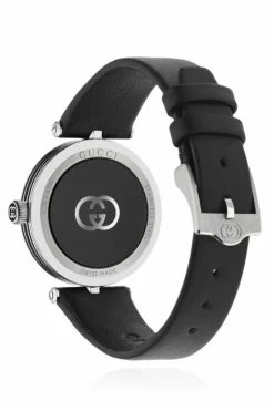 Gucci BLACK Watch with leather strap