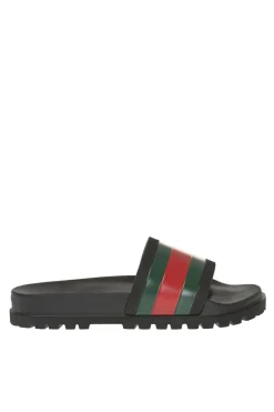 Gucci BLACK 'Web' rubber sliders