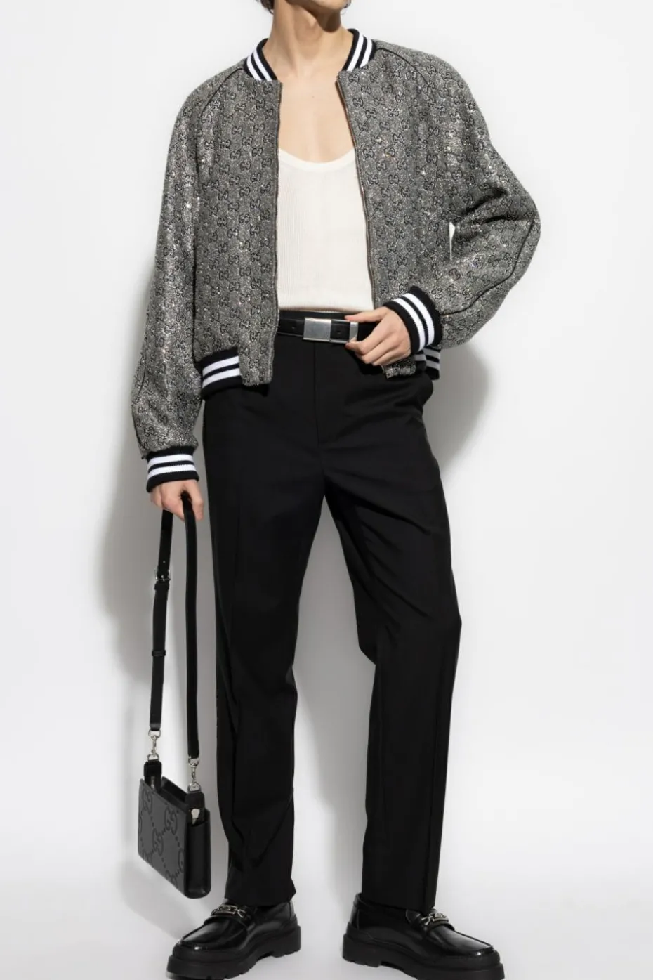 Gucci BLACK Wool pants with shimmering appliqués