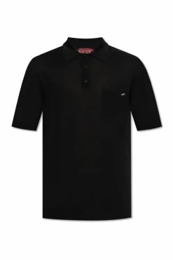 Gucci BLACK Wool polo with pocket