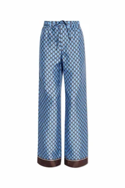 Gucci BLUE Silk pants with logo