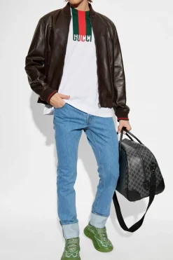 Gucci BROWN Leather bomber jacket