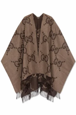 Gucci BROWN Reversible cashmere poncho