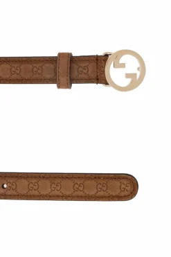 Gucci BROWN Suede belt with monogram