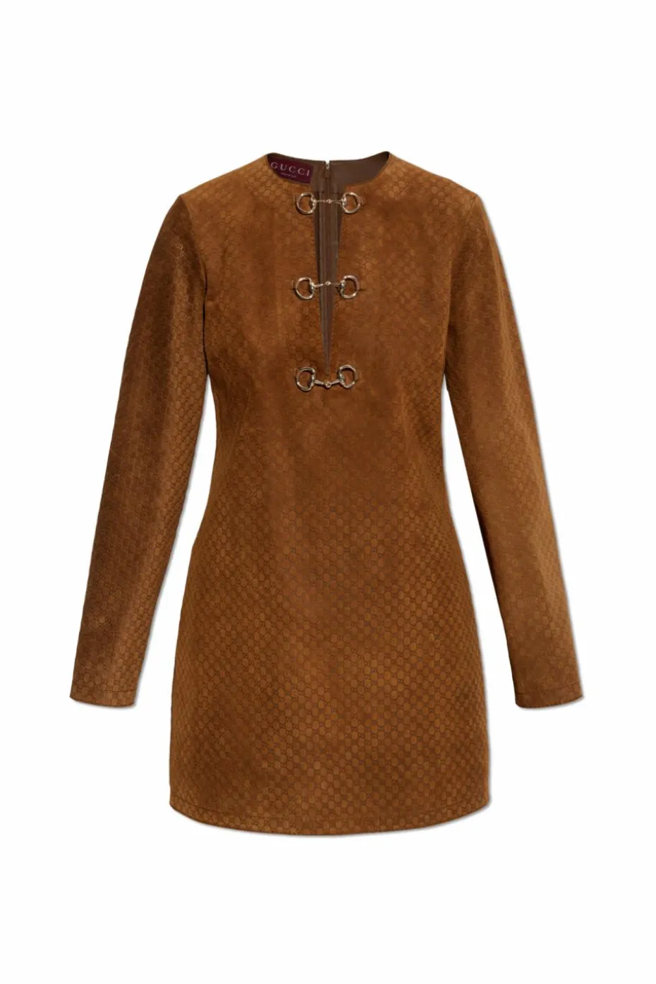 Gucci BROWN Suede dress with GG pattern