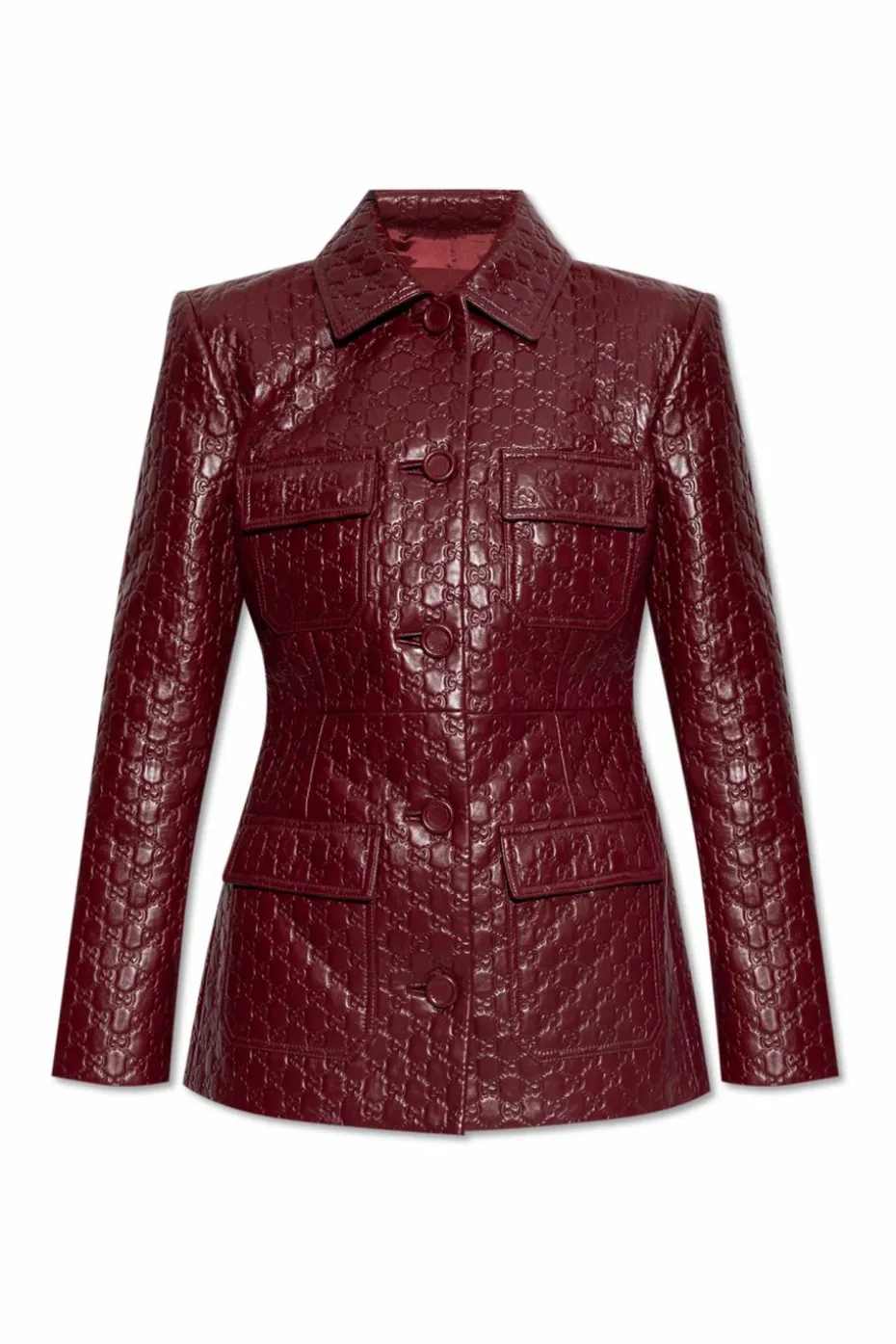 Gucci BURGUNDY Leather coat