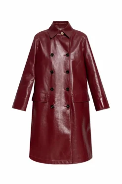 Gucci BURGUNDY Leather coat
