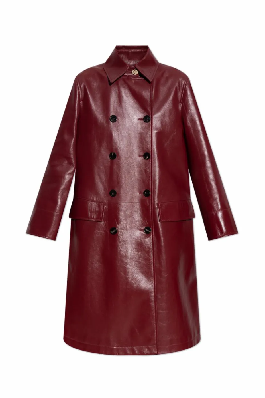 Gucci BURGUNDY Leather coat