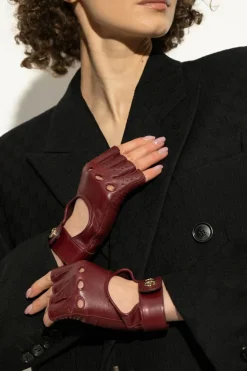 Gucci BURGUNDY Leather gloves