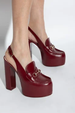 Gucci BURGUNDY Leather platform shoes