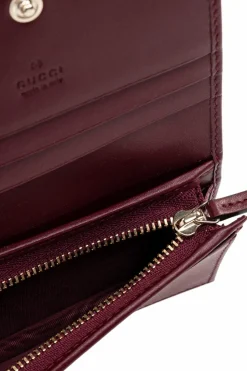 Gucci BURGUNDY Leather wallet with logo