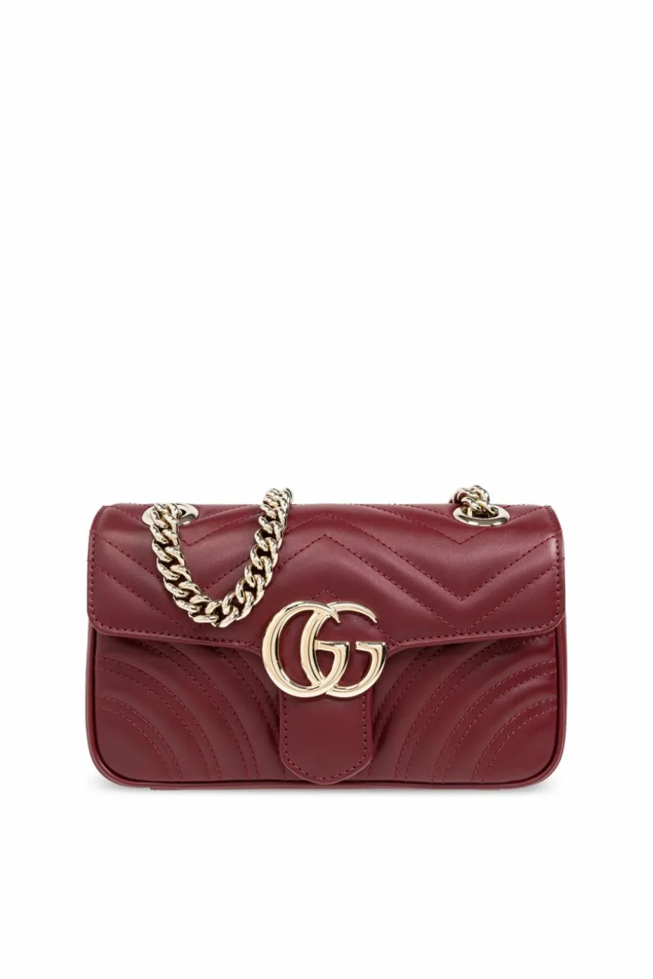 Gucci BURGUNDY Quilted shoulder bag 'GG Marmont Mini'